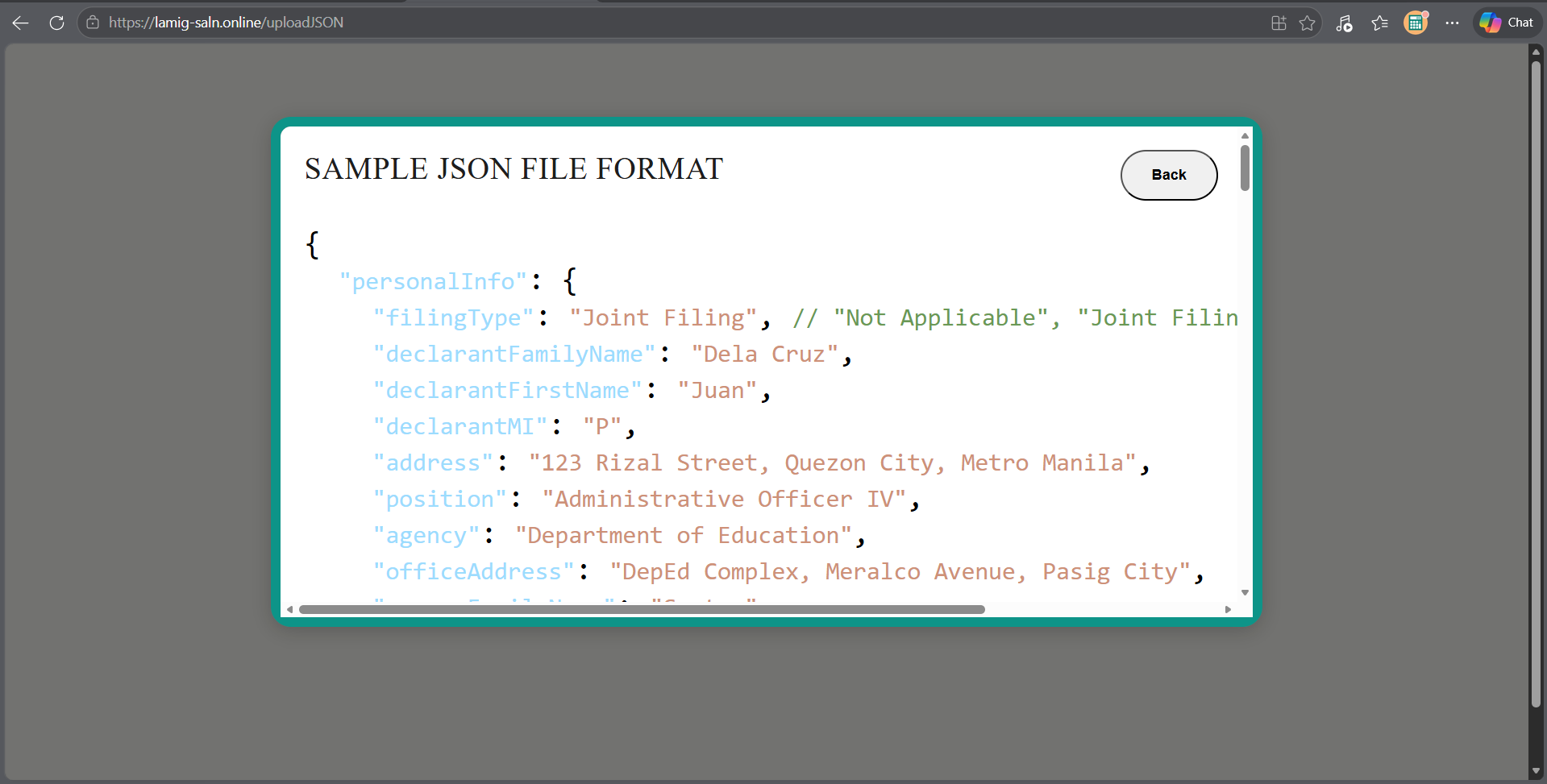 JSON Format